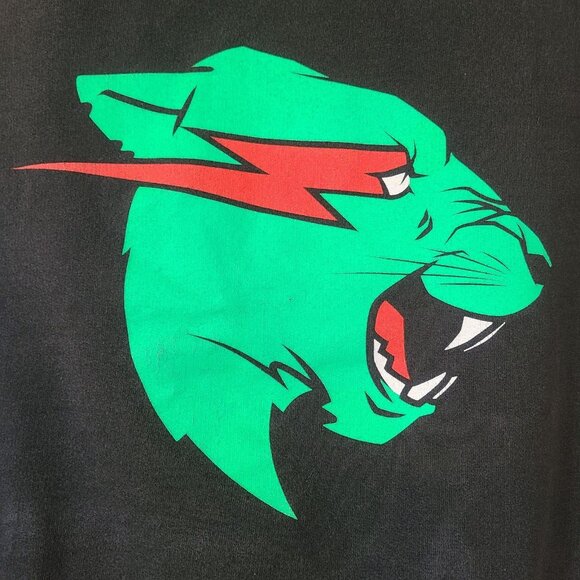 Mr Beast Hoodie L Unisex Black Cotton Blend Front Back Graphics Distressed - Picture 4 of 11